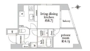 エクセルシオール麻布【2階】の間取り