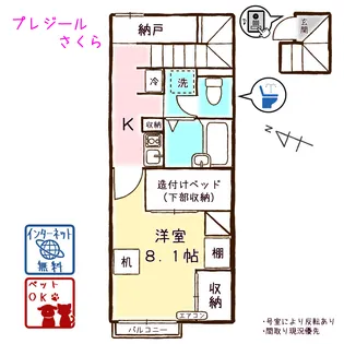 プレジールさくら【1階】の間取り