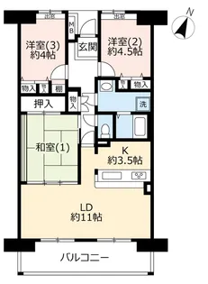 URサンラフレ百合ヶ丘【3階】の間取り