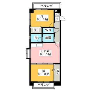 栄和ハイツII【2階】の間取り