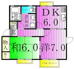 せせらぎタウン B棟【1階】の間取り