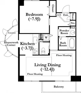河田町ガーデン3号棟【6階】の間取り