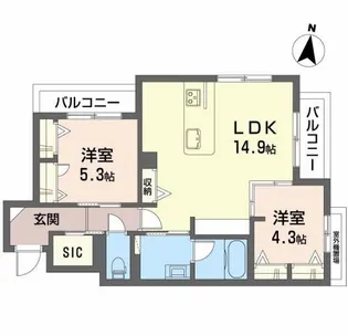 シャーメゾン南田辺II【3階】の間取り