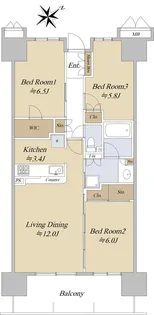 レジデントプレイス西葛西【7階】の間取り