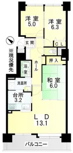 クリーンリバー菊水上町【3階】の間取り