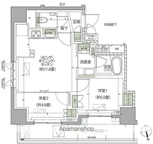 ザ・パークハウス松戸本町【7階】の間取り