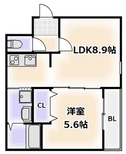 Fujipalace なでしこ北田辺【3階】の間取り