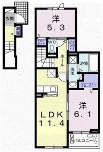 スマイル・リヴ・ウィッシュ II【2階】の間取り
