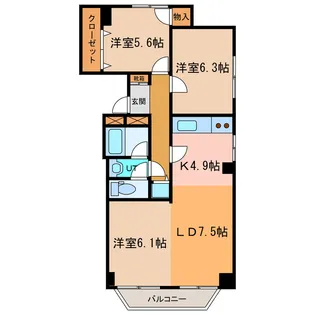 ホワイトパレス【9階】の間取り