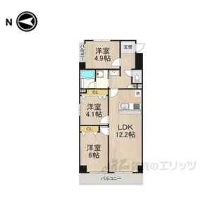 パークモダン伊丹【4階】の間取り