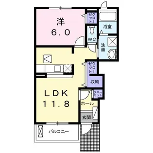 フォンテーヌ.ブローA【1階】の間取り