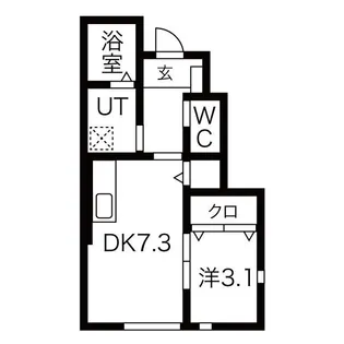 ワンリッチ金ヶ崎C【1階】の間取り