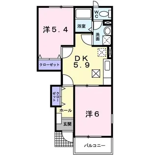 ニュークレコートA【1階】の間取り