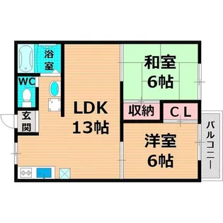 セキスイ緑地ハイツ【2階】の間取り