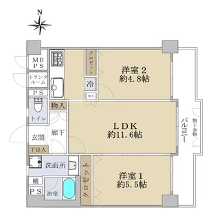 ライオンズマンション東花園【5階】の間取り