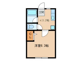 シティ-ハイムアサヒI【1階】の間取り