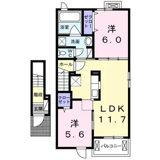 アンジュ デュ ヴァン I【2階】の間取り
