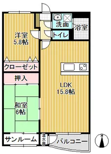 やかたマンション參番館【2階】の間取り