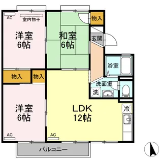 関ニューバリヤ B棟【2階】の間取り