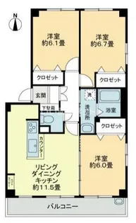 グリーン フォブール・B【3階】の間取り