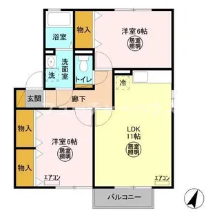 ウィルモアefu B棟【2階】の間取り