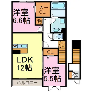 セジュール朝陽ヶ丘【2階】の間取り