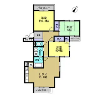 三旺マンション星ヶ丘 205【3階】の間取り