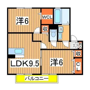 ソレアードD【2階】の間取り