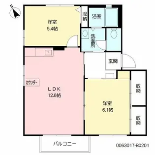 クレール B棟【2階】の間取り