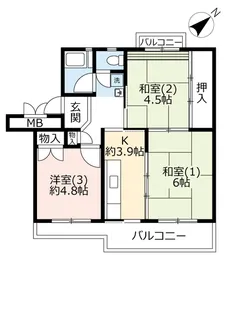 UR千葉ニュータウン内野【4階】の間取り
