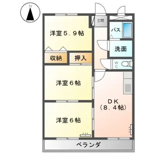 ヴァンベールI【1階】の間取り
