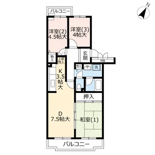 URグリーンヒル鴨志田中央【1階】の間取り