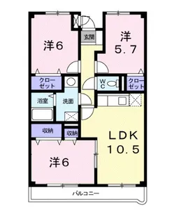 ラルジュウエスト【4階】の間取り