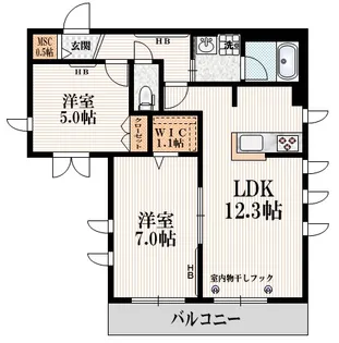 ルサンティエ武蔵野【2階】の間取り
