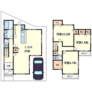 京都府乙訓郡大山崎町字下植野小字宮本【一戸建】の間取り