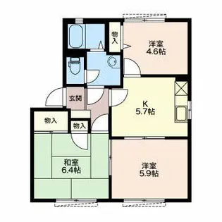 オーシャンビュー若松 B【1階】の間取り
