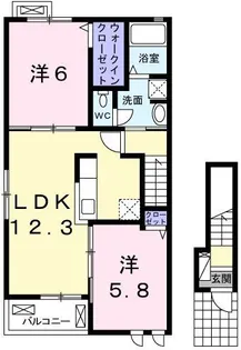 兵庫県加西市北条町北条【アパート】の間取り