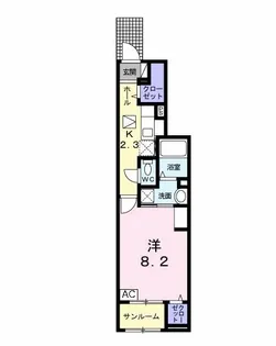 カーサ・イナヤマ【1階】の間取り