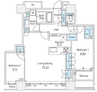 シティタワー武蔵小山 タワー棟【29階】の間取り