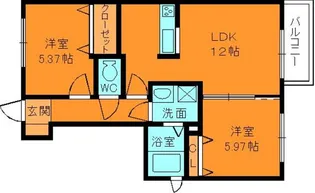 アルティ逢坂B【1階】の間取り