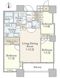 パークシティ大崎 ザ タワー【21階】の間取り