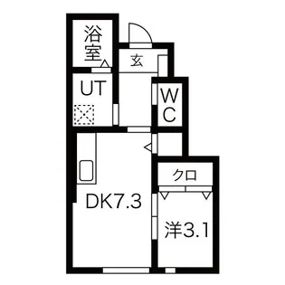 ワンリッチ金ヶ崎C【1階】の間取り