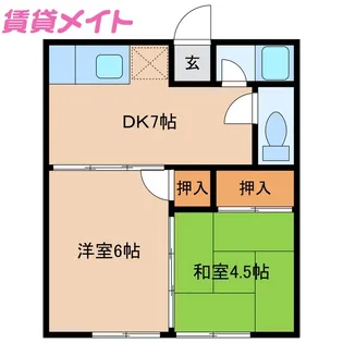 弓削ハイツ【2階】の間取り