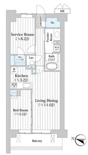 アビティグランデ砧 B棟【4階】の間取り