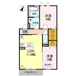 JIN輝B棟【1階】の間取り