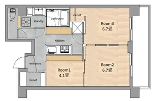 LIBMARK MINAMIHORIE【3階】の間取り