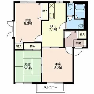 ディアス三本柳【2階】の間取り