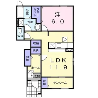 セイバリースペースB【1階】の間取り