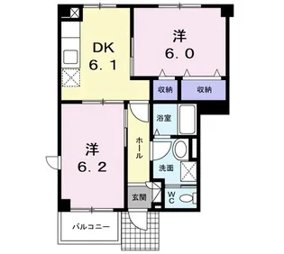 メゾン一ツ谷B【1階】の間取り