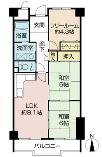 サンマンション楠公【3階】の間取り